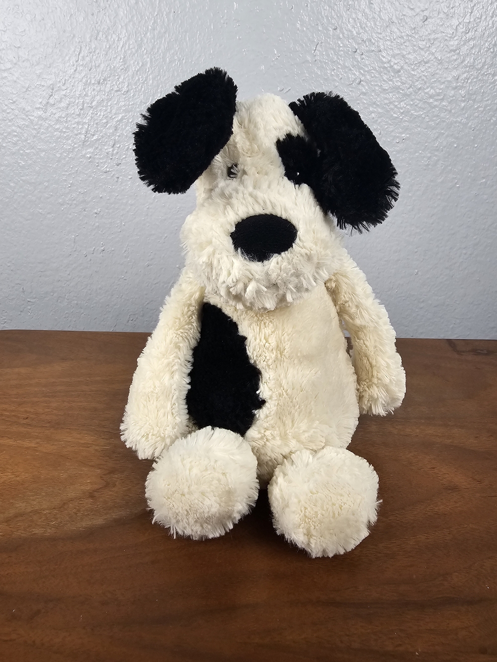 Jellycat London Plush 12” Bashful Spotted Puppy Dog Cream Black Lovey Spots